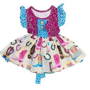 Eleanor Rose Rodeo Swing Top Girls 3-4Y‎ Country Fair Boots Cotton Rhonda 1043
